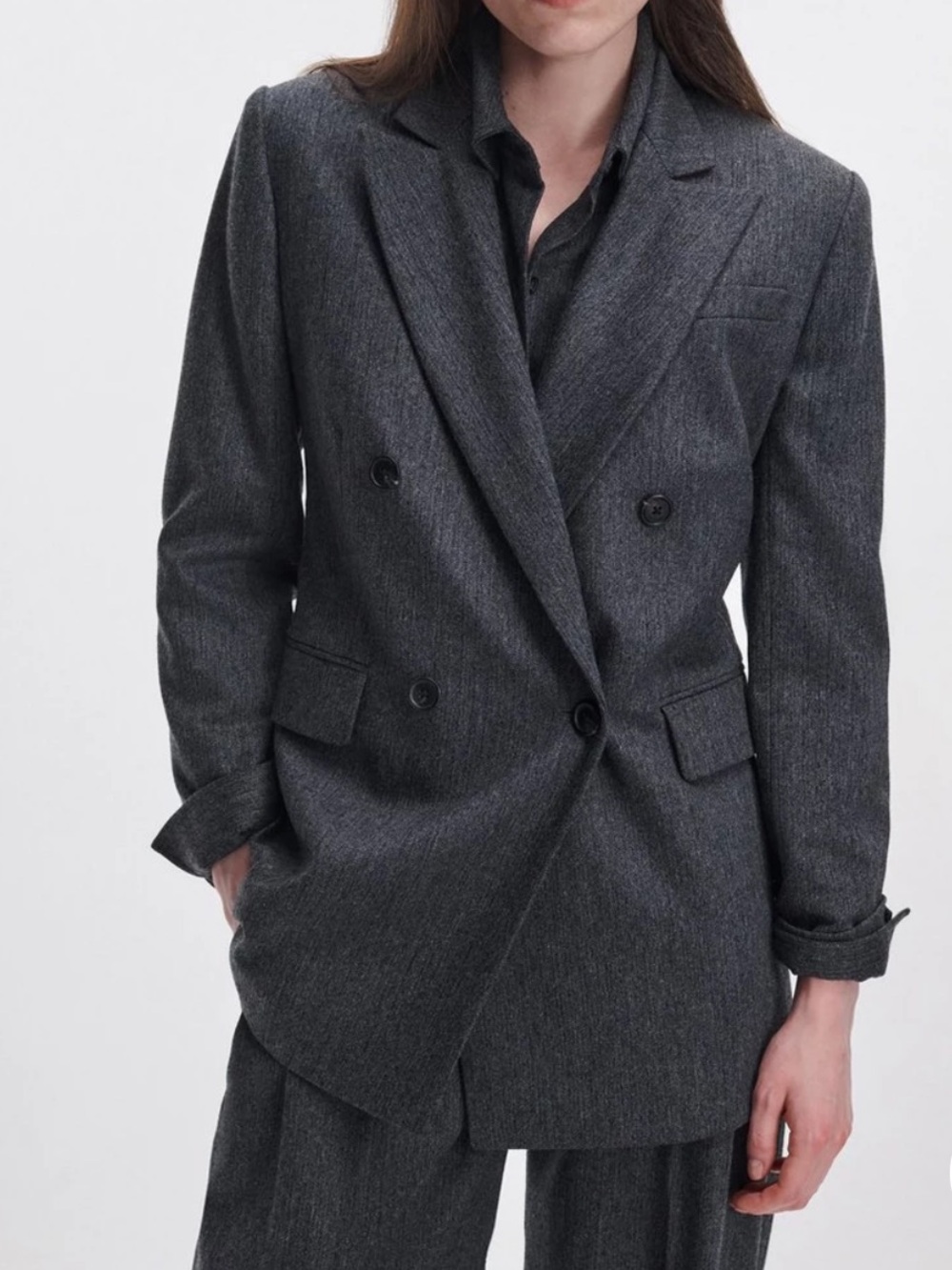 Rag and Bone Double-Breasted Charcoal Gray Blazer